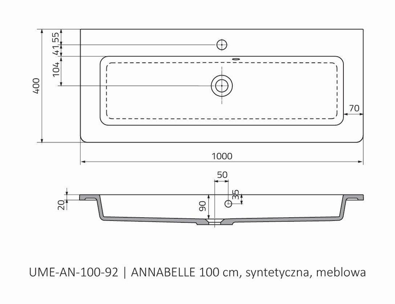 Oristo Umywalka meblowa 100 cm ANNABELLE