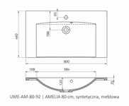 Oristo Umywalka meblowa 80 cm AMELIA