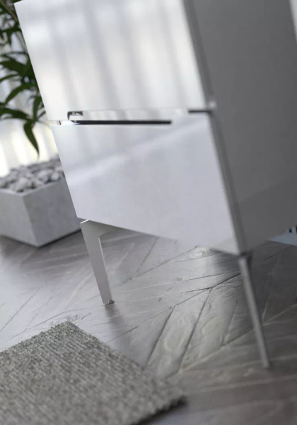 Oristo Szafka z Umywalką 60 cm SILVER UNI Biały Połysk Listwa Chrom Połysk