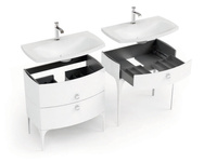 Oristo Szafka z umywalką w kolorze białym 102 cm 2S LOUIS granatowa mat