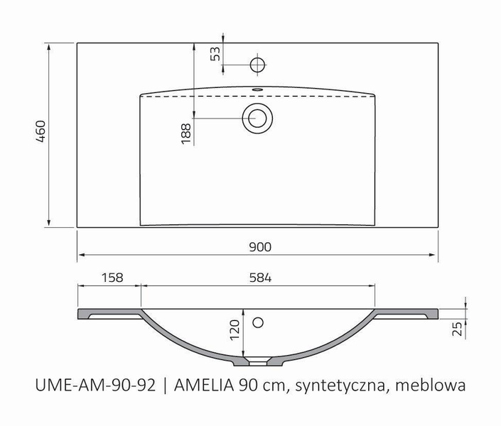 Oristo Umywalka meblowa 90 cm AMELIA